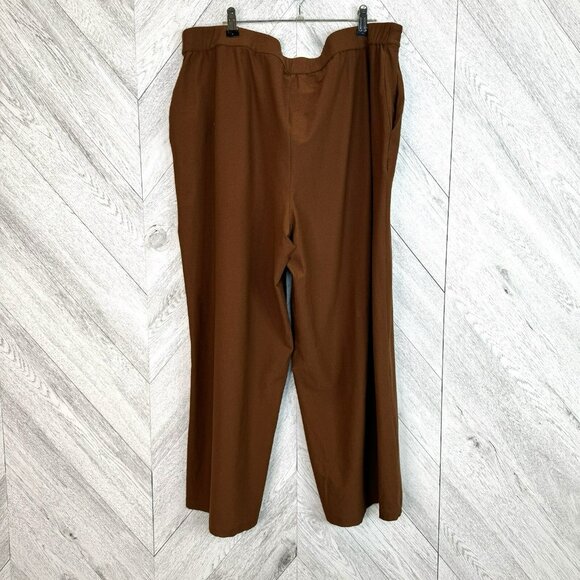 Eileen Fisher Pants Womens Plus Size 18 Brown Wide Leg Ankle Strech Lagenlook - Picture 3 of 4
